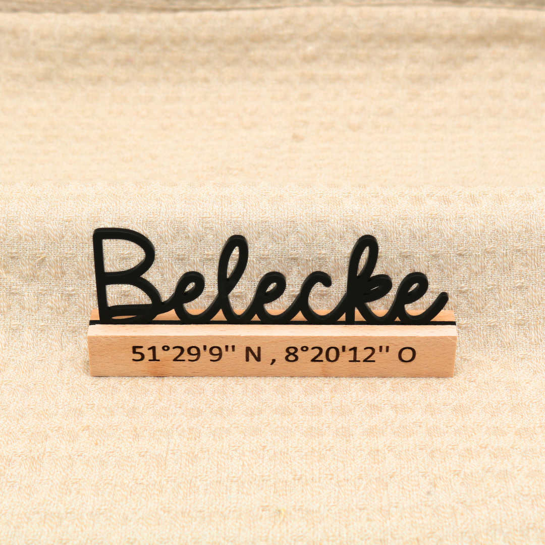 Acryl Schild Belecke Schriftzug