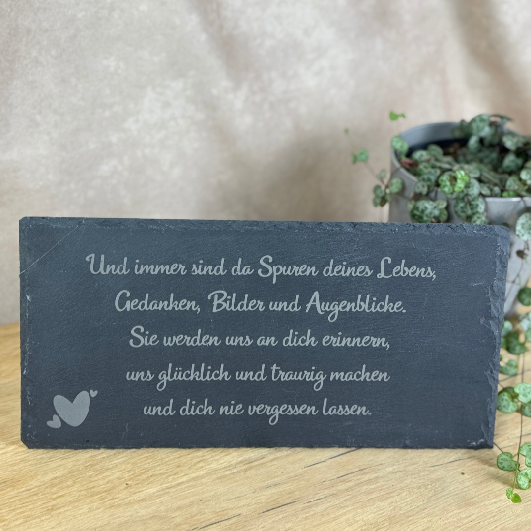 Schieferplatte "Spuren des Lebens"